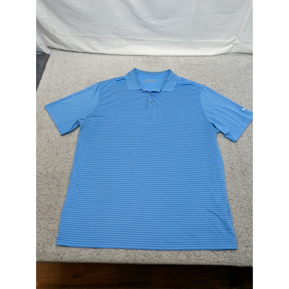 Nike Golf Tour Performance Dri-Fit Polo Shirt Blue White Striped Men's Size XXL